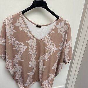 Women'sLuZ  Tan Floral Top 1XL